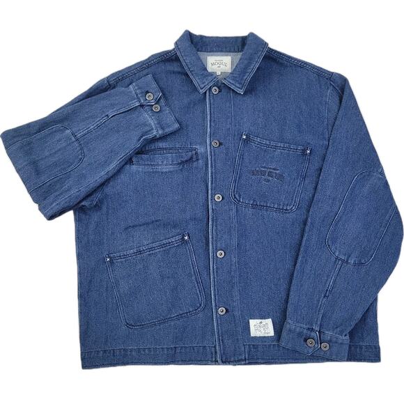 MOGUL Bakery Herringbone Jacket Indigo Chore Denim Workwear Retro Size XL
